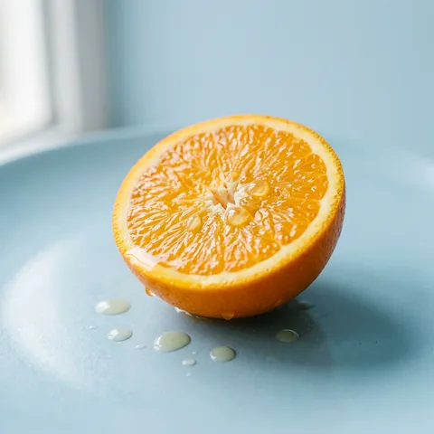 Media naranja en un plato